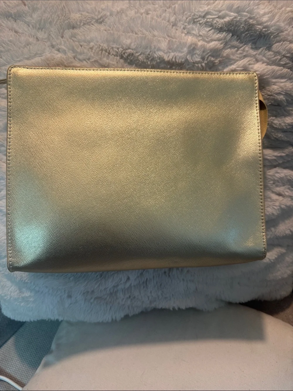 Neiman Marcus Metallic Gold Leather Pouch Clutch